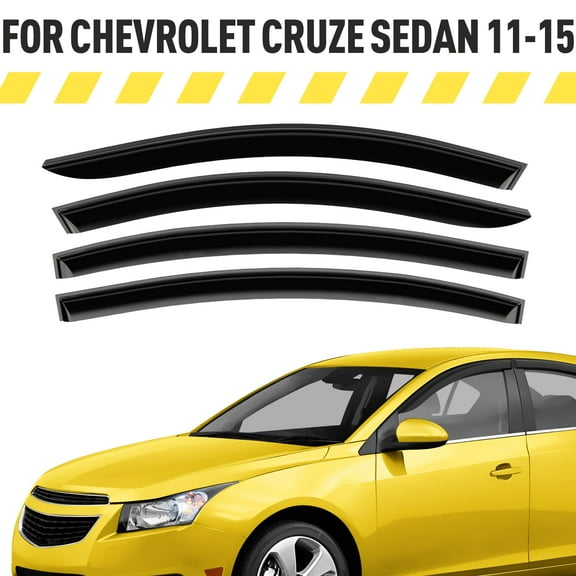AEROGUYS Tape-On Window Deflectors Extra Durable Window Visors Rain Guards Fit for Chevrolet (Chevy) Cruze 2011-2015 Sedan, Sun Visors, Wind Vent Visors, Car Accessories - 4 pcs. AG0643