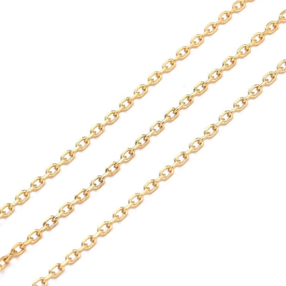 10ms PVD Vacuum Plating 304 Stainless Steel Cable Chains with Spool Soldered Real 18K golden Plated 2.5x1.8x0.5mm 10.93 yards(10m)/roll