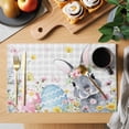 thumbnail image 2 of Easter Bunny Placemats Set of 8 Blue Easter Eggs Spring Floral Grey Plaid Place Mats Indoor Wipeable Table Mats Washable Cloth Dining Table Placemats for Kitchen Holiday Party Home Decor 13x19 Inch, 2 of 9