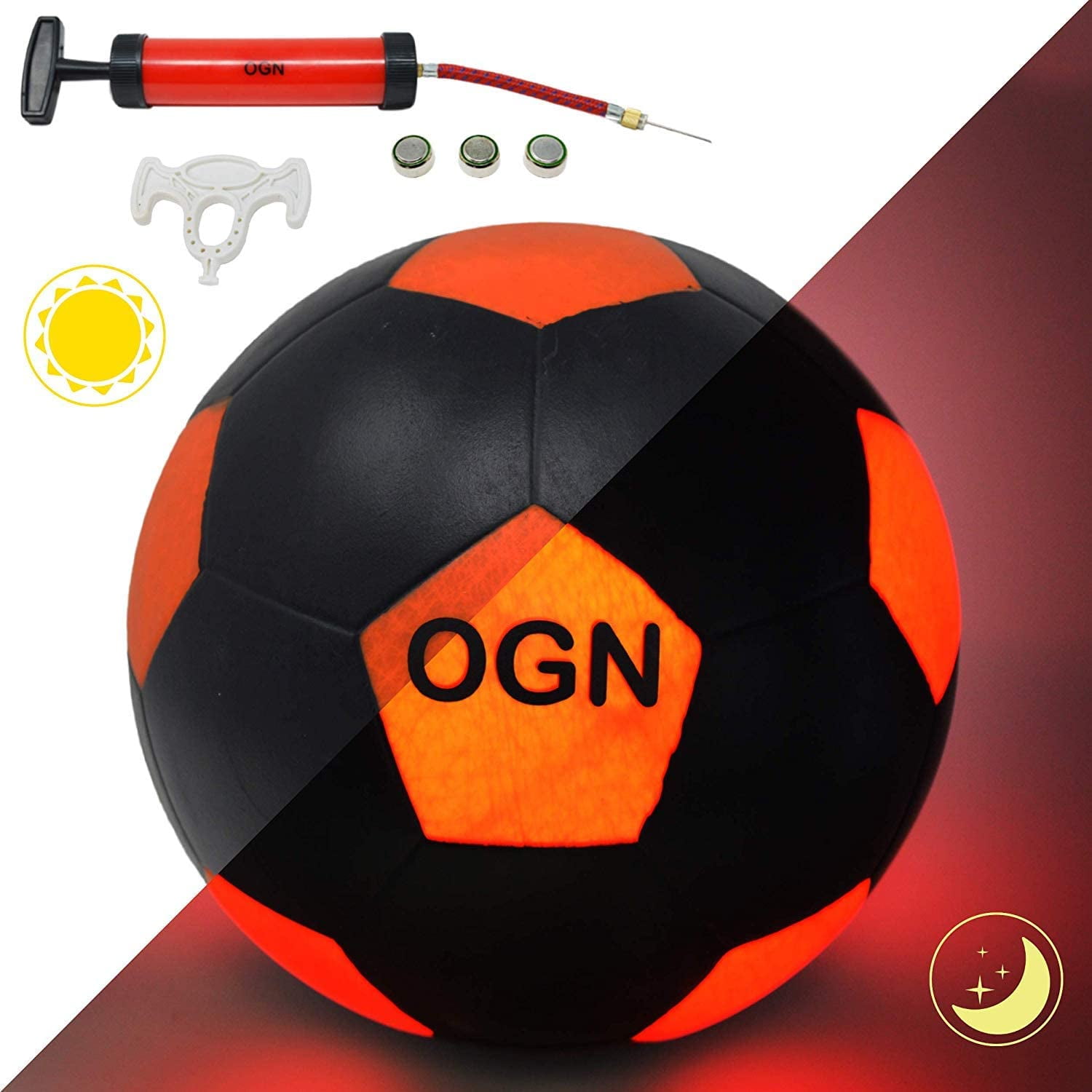 Outdoor Games LED Soccer Ball with Pump and Bag Light Up The Night with The Glow in The Dark Soccer Ball Button Activated