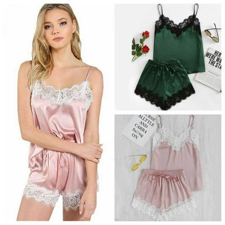 

Oaktree Summer Women s Lace Pajamas 2 Pieces/set Casual Home Camisole Shorts