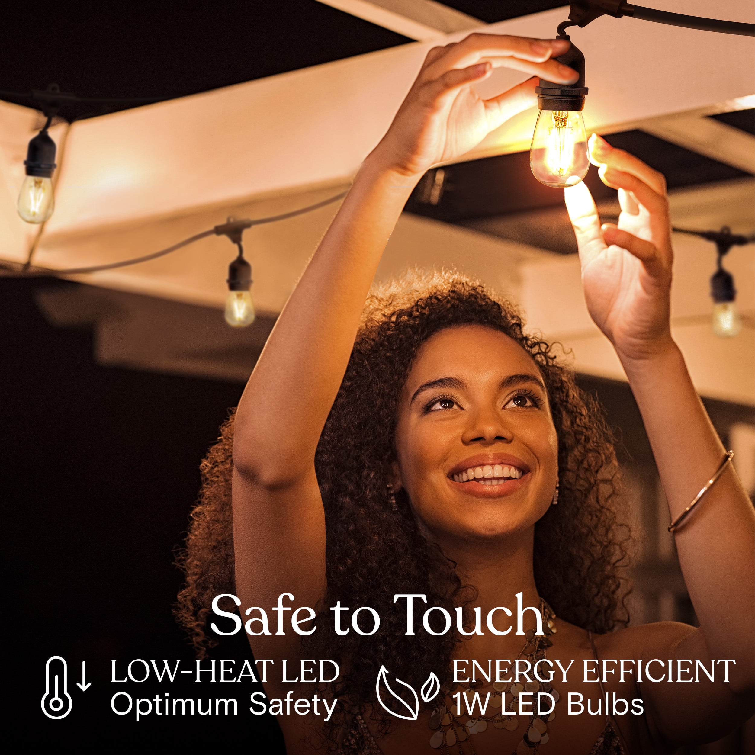 Brightech Ambience Pro LED Outdoor String Lights 24 ft, Waterproof Shatterproof 1W Dimmable Edison Bulbs for Patio, Porch, Backyard, 2700K Soft White