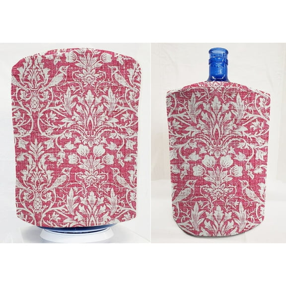 Pink Floral Damask Water Bottle Cover by Penny's Needful Things (3 Gallon Cover)(Top Spout)