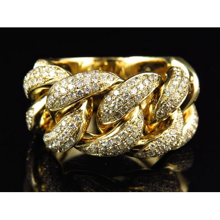14K Yellow Gold Cuban Link Diamond Statement Ring (3.0ct)