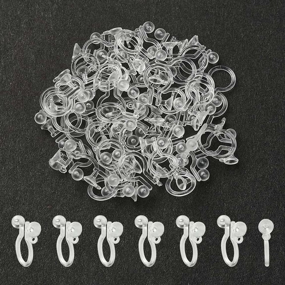 Plastic Clip-on Earring Findings For Non-pierced Ears Clear 10.5x7mm Hole: 0.6mm