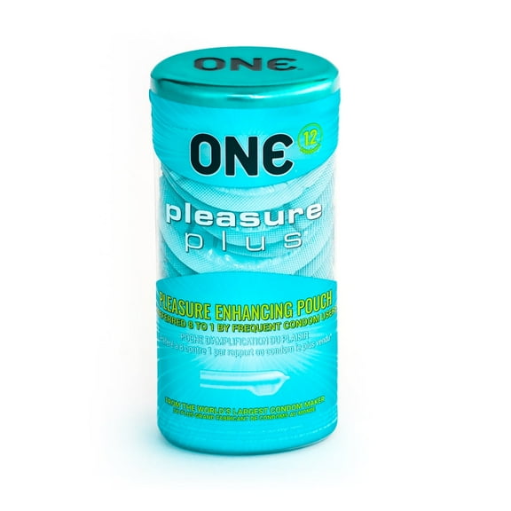 ONE Condoms Pleasure Plus, Pleasure Enhancing Latex Condoms, 12 Pack