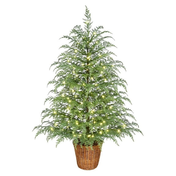 24" Pre-Lit Green Cypress Artificial Christmas Tree With Warm White Flashing LED Lights, by lajdalh