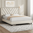 thumbnail image 2 of Renwick Upholstered Platform Full Bed with Slat Support for Adult, Beige, 2 of 8