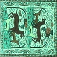 thumbnail image 1 of Ahgly Company Machine Washable Indoor Square Persian Turquoise Blue Traditional Area Rugs, 4' Square, 1 of 4