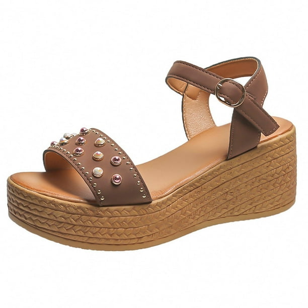 Novedad de verano, sandalias con plataforma de tacón de cuña Retro