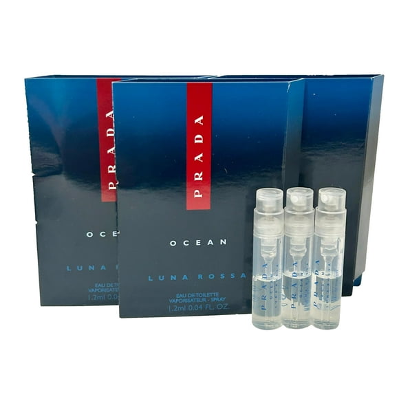 Prada OCEAN Luna Rossa EDT Muestra Perfume Hombres Spray MINI PEQUEÑO Tamaño de viaje 1.2 ML / 0.04 - juego de 3
