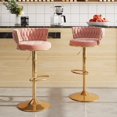 thumbnail image 5 of VECELO Velvet Bar Stools Set of 4, Modern Swivel Adjustable Counter Height Kitchen Bar Chairs with Woven Back for Dining Room Pub Island, Pink, 5 of 11