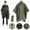 army green, variant on Outdoor 3 In 1 Military Raincoat Hooded Sleeve Waterproof Rain Poncho Motorcycle Rain Cover Camping Hiking Travel Rainwear Tent