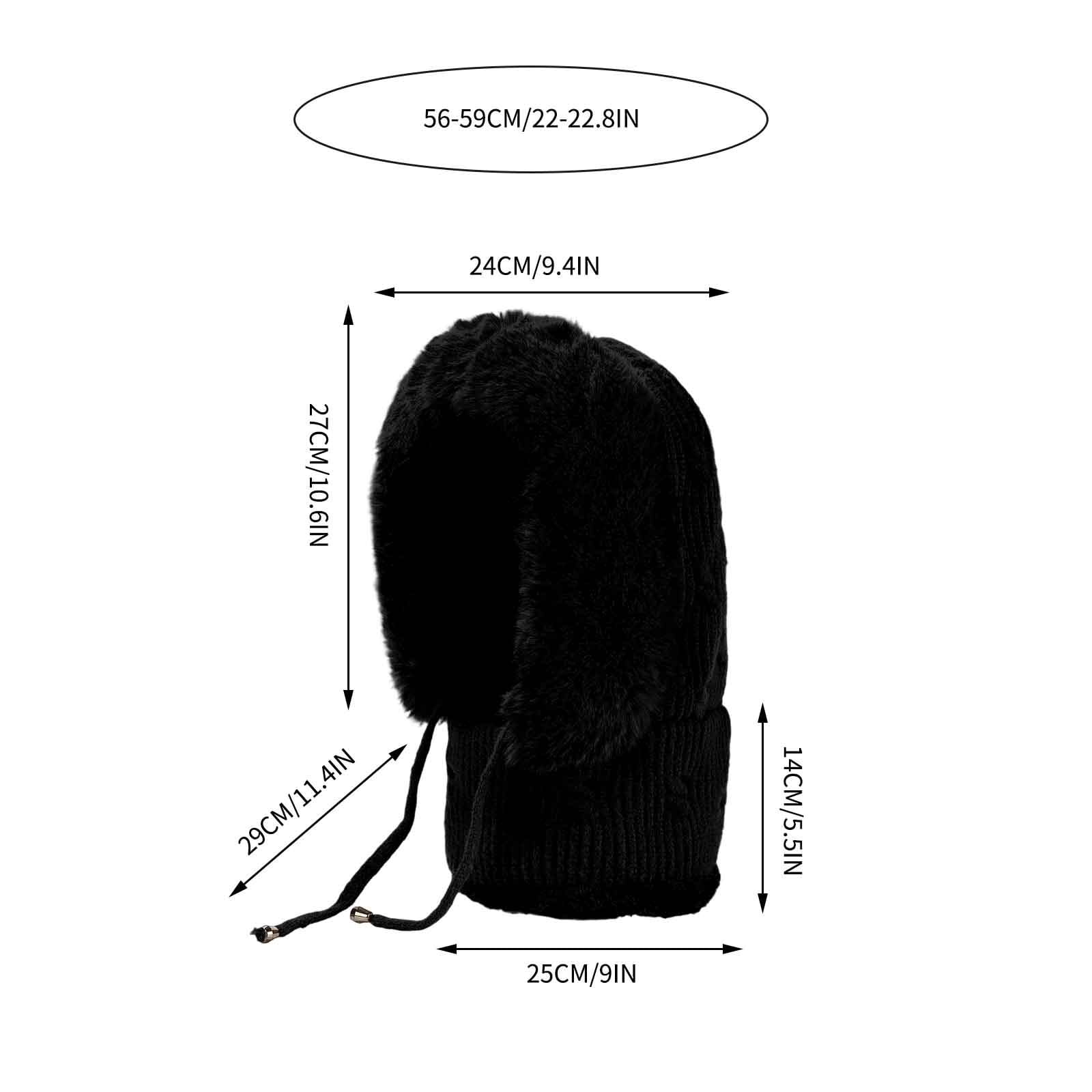 YZEGDCH Black Women One Piece Slouchy Fleece Thicken Beanie Winter Hats Scarf Mask Drawstring Warm Hooded Winter Balaclava Pullover Knitted Winter Hat, Birthday Valentines Gift for Women