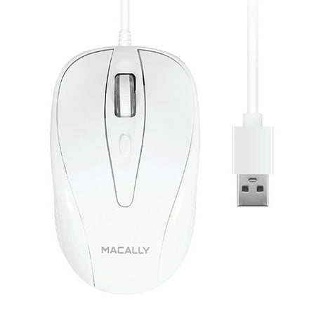 Macally USB Wired Mouse with 3 Button, Scroll Wheel, & 5 Foot Long Cord, Compatible with Apple Macbook Pro / Air, iMac, Mac Mini, Laptops, Desktop Computer, & Windows PC (Best Mouse For Mac Air)