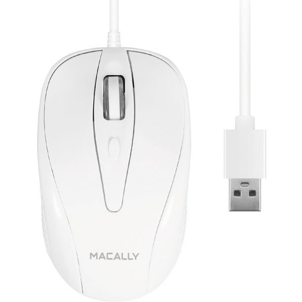 Macally USB Wired Mouse with 3 Button, Scroll Wheel, & 5 Foot Long Cord,  Compatible with Apple Macbook Pro / Air, iMac, Mac Mini, Laptops, Desktop  