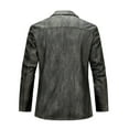 thumbnail image 4 of Xzbqbs Leather Blazer for Men Classic Faux Leather Business Sport Coat Notched Collar Three Button Slim Fit Moto Suits Jacket, 4 of 7