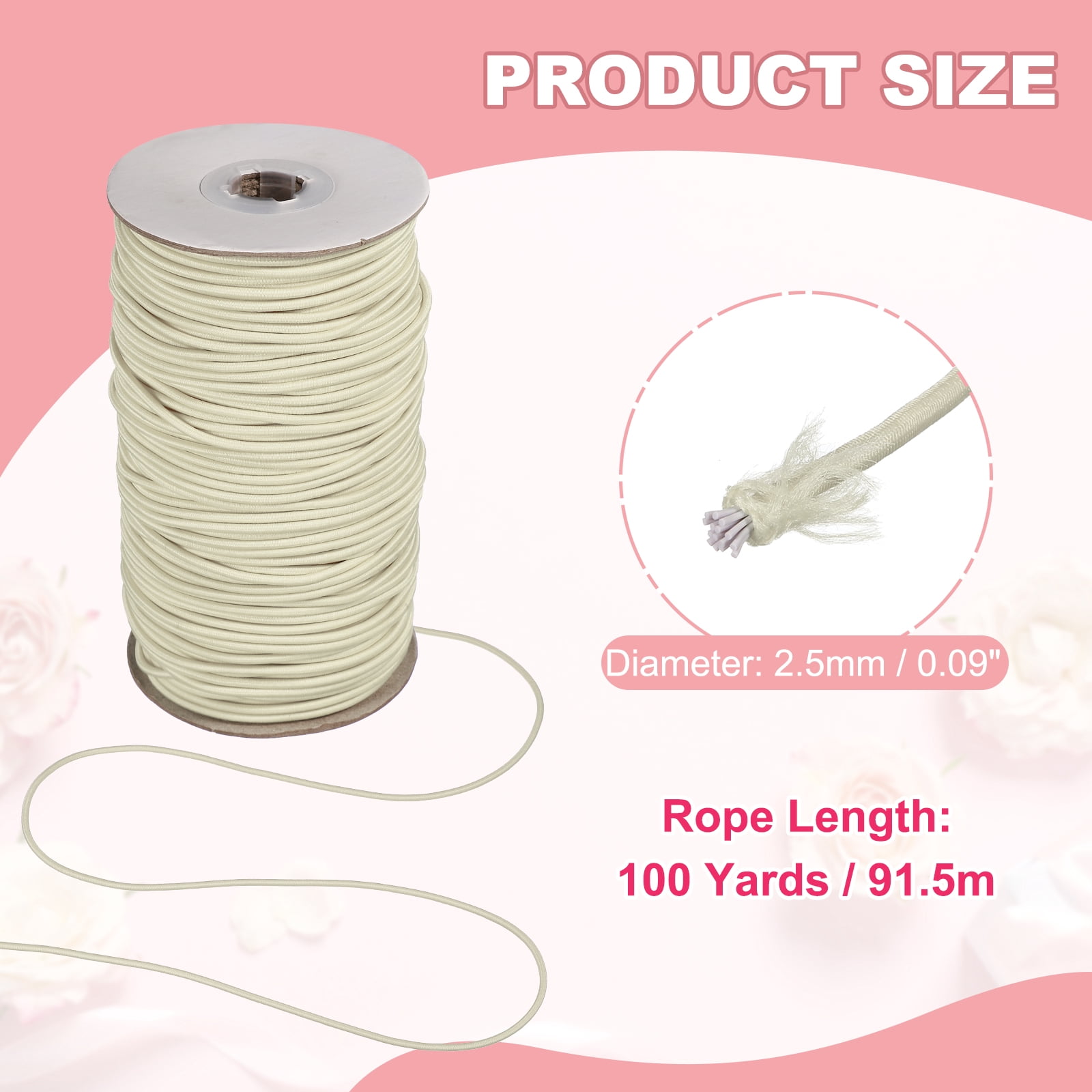 Uxcell Stretchy String for Bracelets, Elastic Crystal Thread Stretch Elastic Beading Cord 2.5mm & Beige-Fitting For(Bracelets/Sewing/Beading/Necklace/Jewelry Making/Crafts DIY)