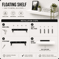 thumbnail image 4 of Induslyfe Large White Floating Wall Shelves, Wood Wall Mounted Shelf, Set, 22.5 x 6.7 in, Set of 2, shelf over toilet farmhouse decor, 4 of 5