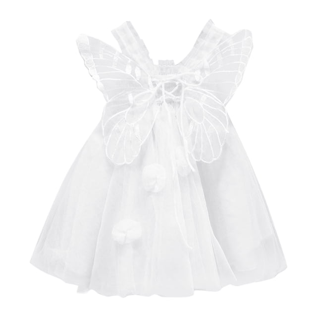 MHFRRA Robe Fille Robe en Dentelle à Manches Volantes pour Tout-Petits Robe de Fête Dansante Vêtements 2-3 Ans