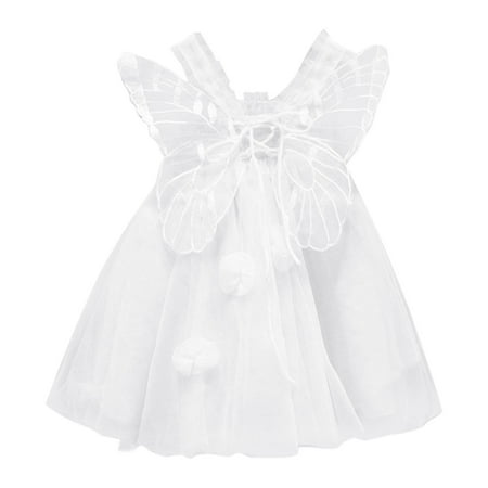 

Follure Toddler Girls Fly Sleeve Butterfly Tulle Lace Dress Dance Party Princess Dresses Clothes Solid Dresses for Little Girls Girls Christmas Sweater Dress