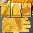 thumbnail image 3 of L-Guantes de jardinería para Hombres/Mujeres, Guantes de Trabajo de Piel de Vacuno, Guantes de Trabajo de jardín antiespinas y anticortes - Engrosamiento Amarillo, 3 of 5