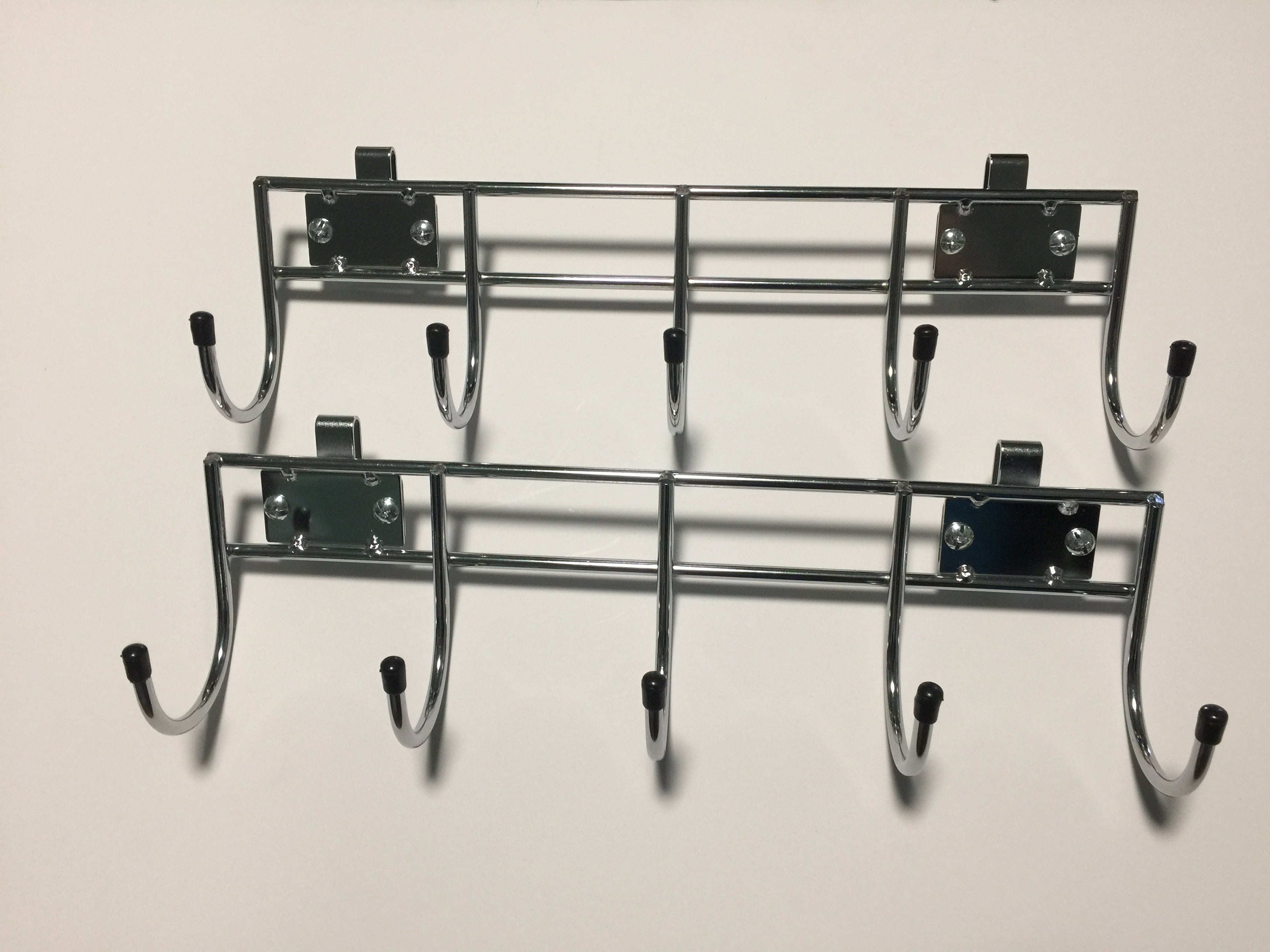 HSS Add-on 14' Wide Steel Side Bar with 5 Hooks, Fits 16' Wide Shelf, Chrome, 2-Pack, Hardware