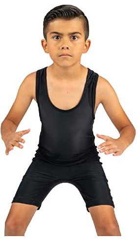 ALL SIZES 4TIME NEW SOLID BLACK LYCRA WRESTLING SINGLET  YOUTH OR ADULT 