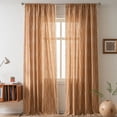 thumbnail image 3 of PixelForge Floral Linen Curtain, Farmhouse Curtain for Living Room, Light Filtering Rod Pocket, 1 Panel, Terracotta, 52"W x 84"L, 3 of 9