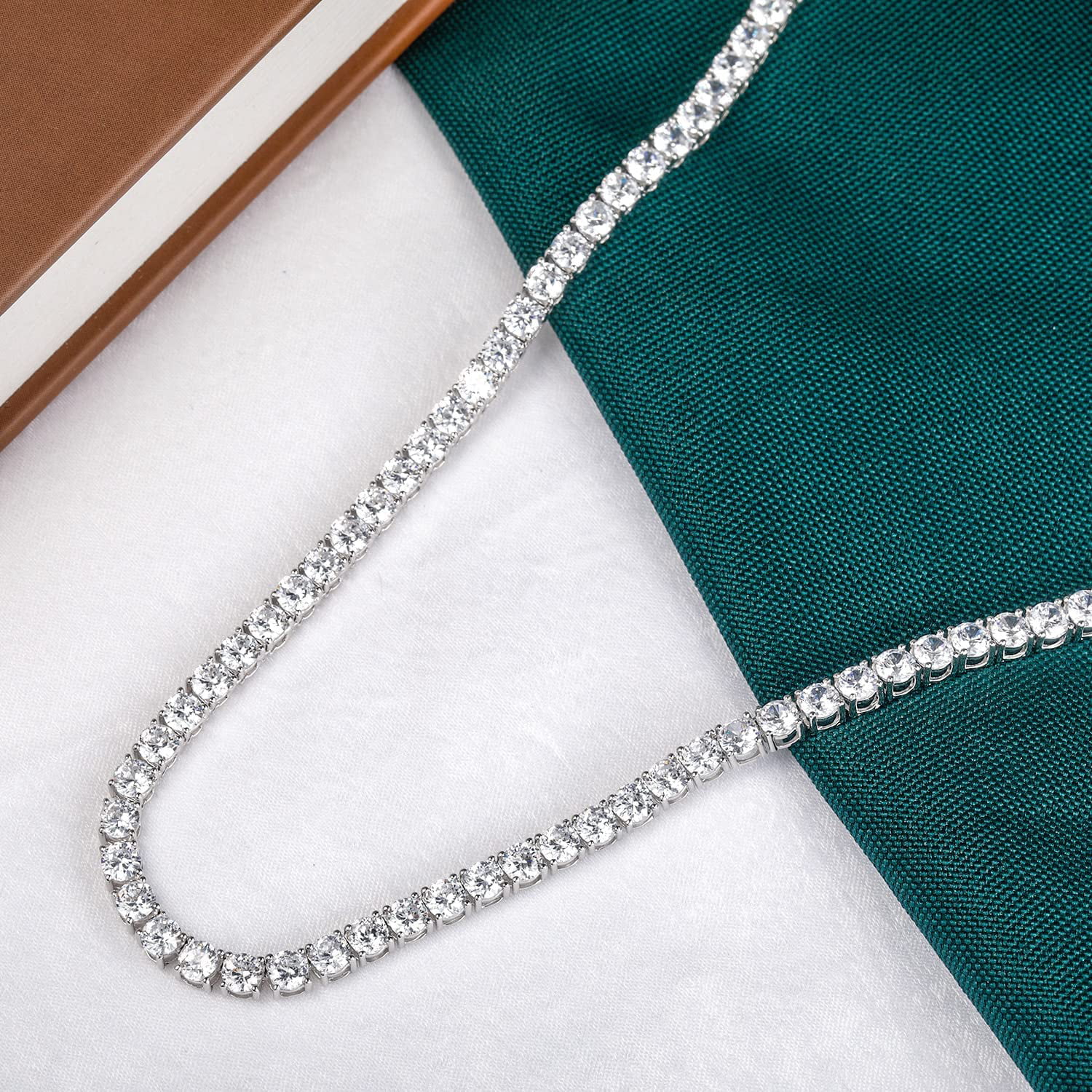 Tennis Necklace 925 Sterling Silver| 3mm-6mm Cubic Zirconia Round Cut Faux Diamond  Tennis Chain for Women and Men - Walmart.com