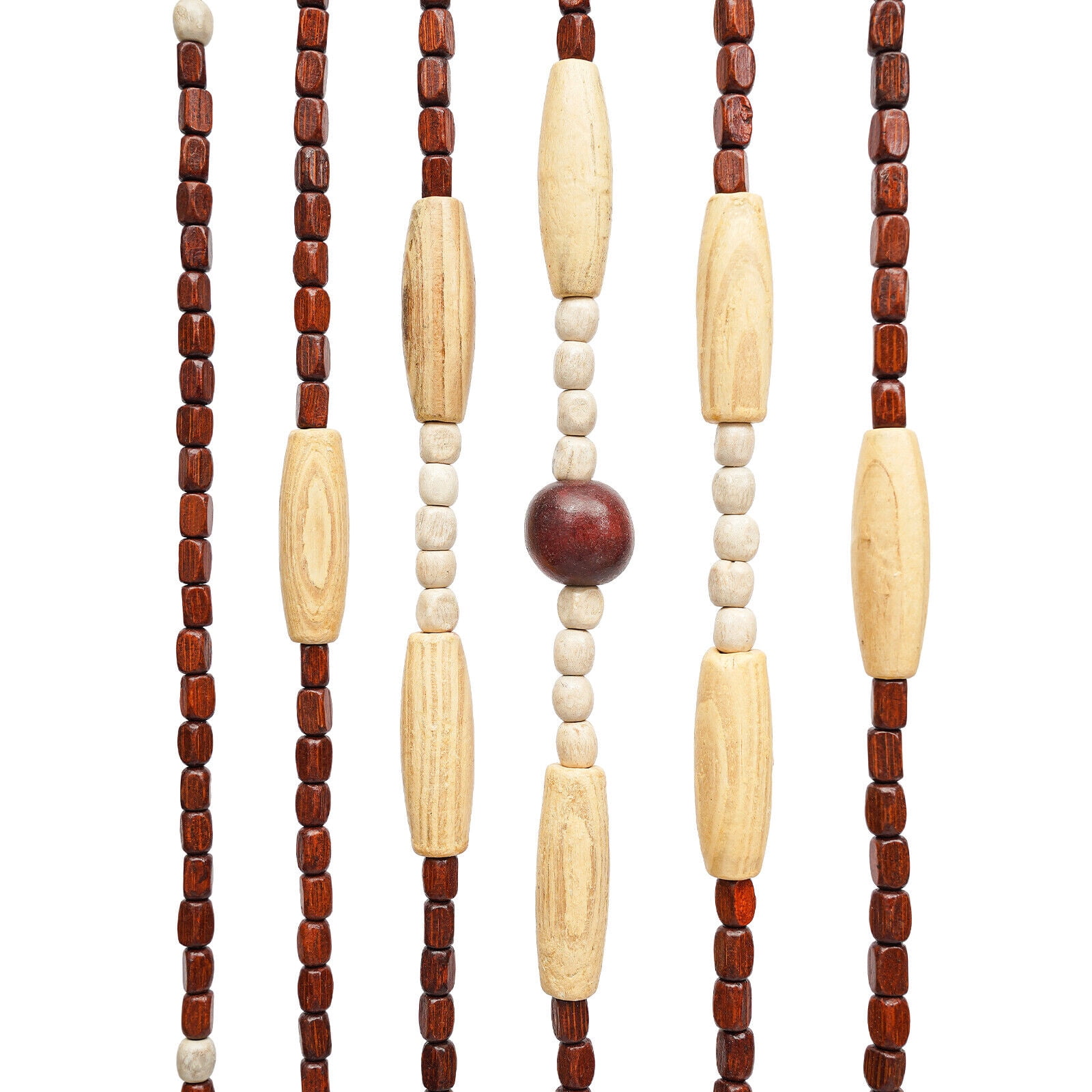 Natural Wooden Door Beaded Curtain, Doorway Beads, Front Door Decor Curtains, Beige Brown Door Curtain Beads