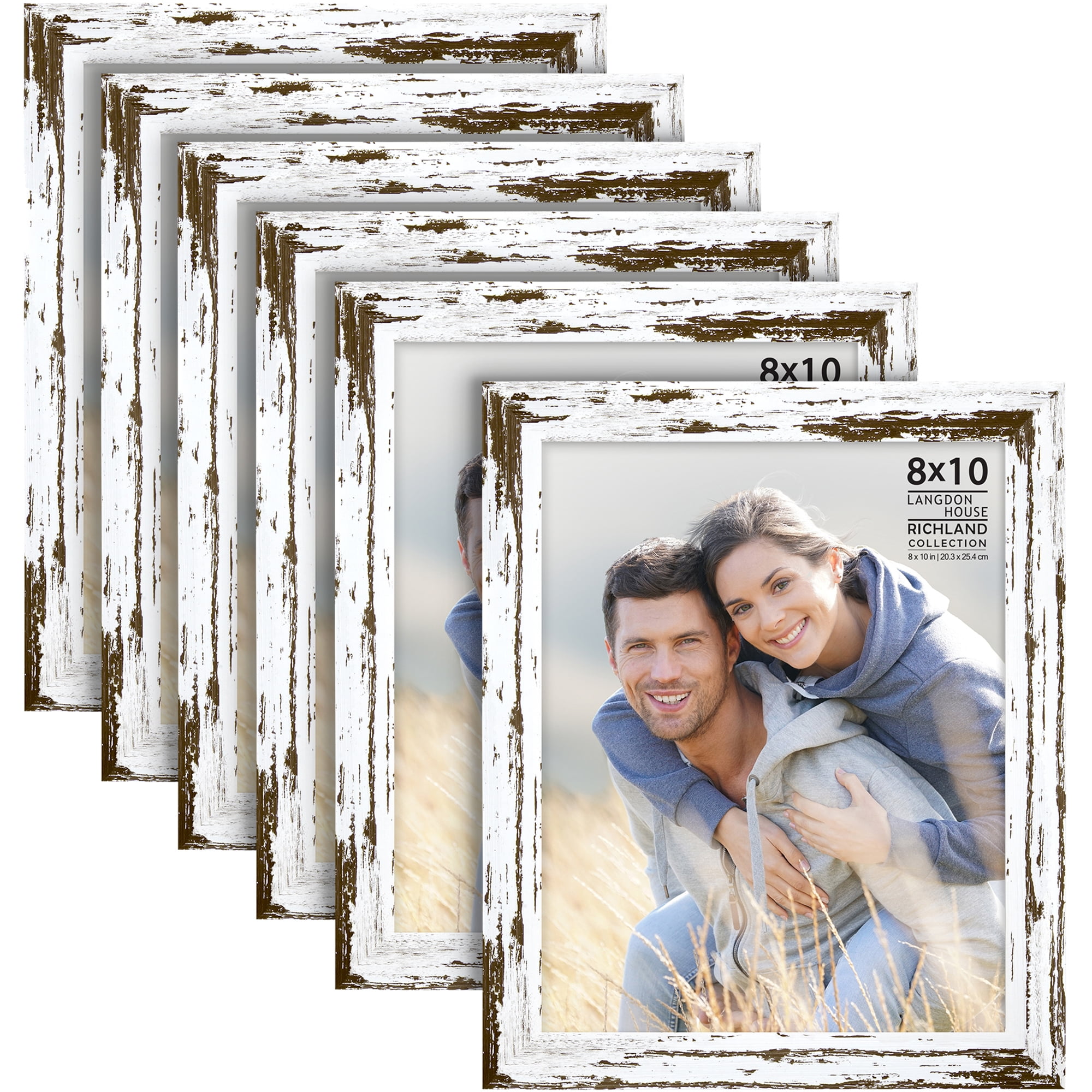 Langdon House 8x10 Distressed White Picture Frames, Farmhouse Style, 6 Pack, Richland Collection (US Company)