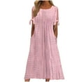 thumbnail image 1 of Admvng Robes pour Femmes Été Mignonnes Décontractées Col Rond Manches Courtes Longues Robes d'Été avec Poches P-2TG, 1 of 4