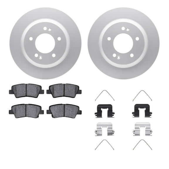 Dynamic Friction Company Rear Geospec Brake Rotors with 5000 Advanced Brake Pads includes Hardware 4512-21052