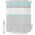 thumbnail image 2 of Aqua Grey Waterproof Fabric Shower Curtain,Chic Garden Floral Stripe Embroidery Design Waterproof Fabric Shower Curtain for Bathroom Curtains Bathtubs Shower Curtains with 12 Hooks Stall 48x72in, 2 of 8