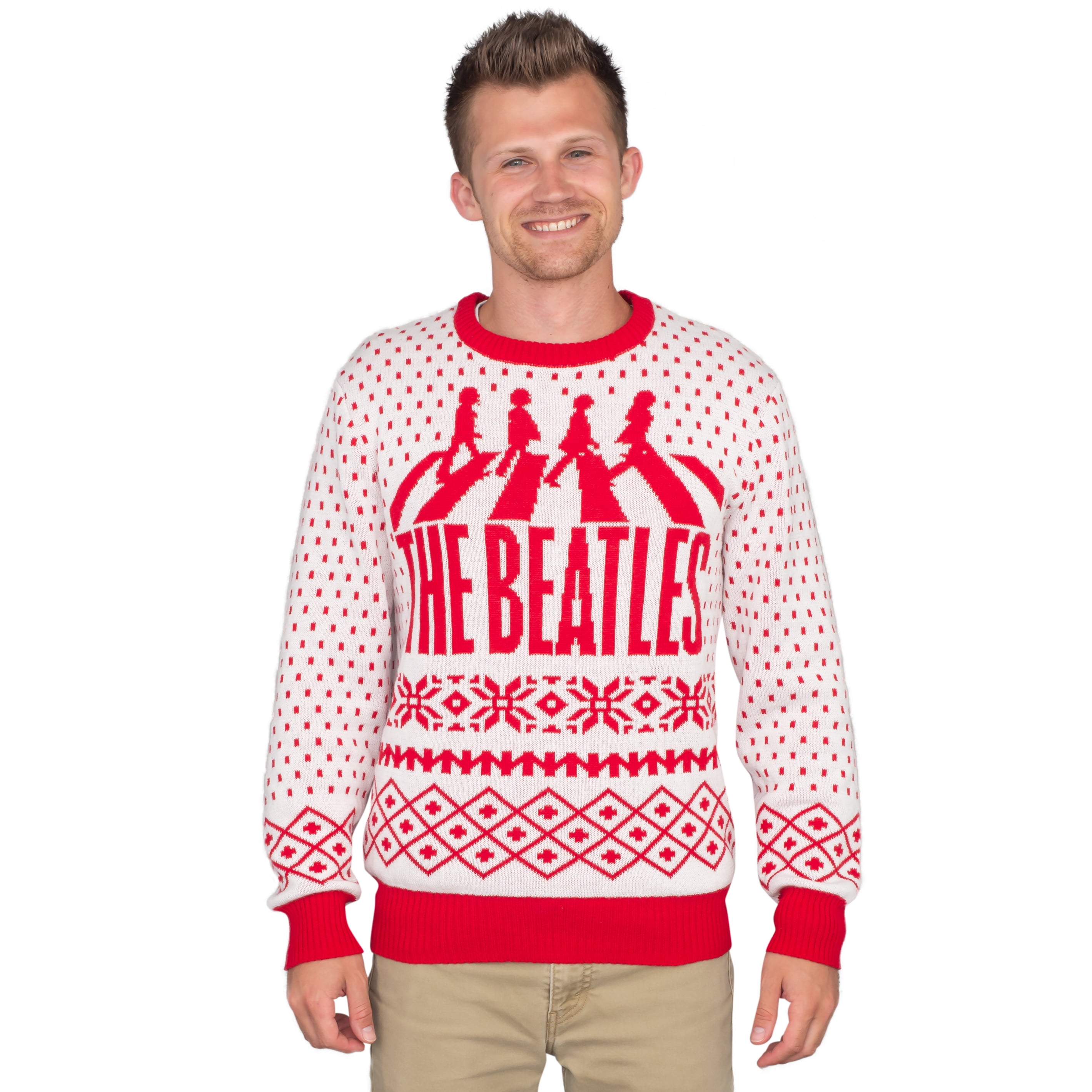 rødme virksomhed forligsmanden The Beatles Abbey Road Red and White Ugly Christmas Sweater (Adult  4X-Large) - Walmart.com