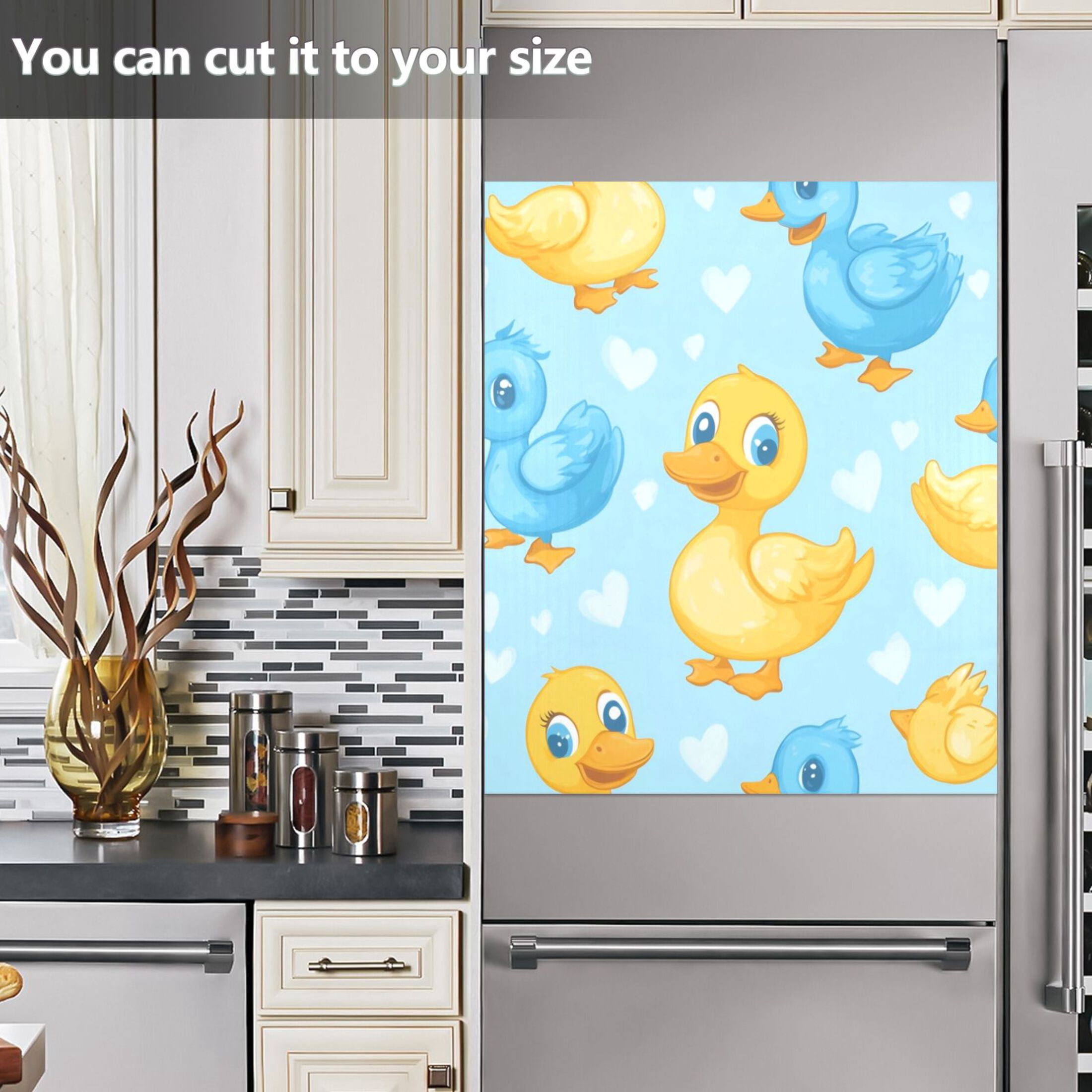 Dishwasher Magnetic Sticker 23x26 Inch Refrigerator Magnetic Sticker Washing Machine Magnetic Sticker Kitchen Panel Magnetic Sticker Home Decor Blue and Yellow Cute Duckling
