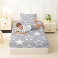 thumbnail image 3 of Manfei Dreamy Stars Fitted Sheet Full,Boys Friendly Style Bed Set,Gray White,3-Piece, 3 of 6