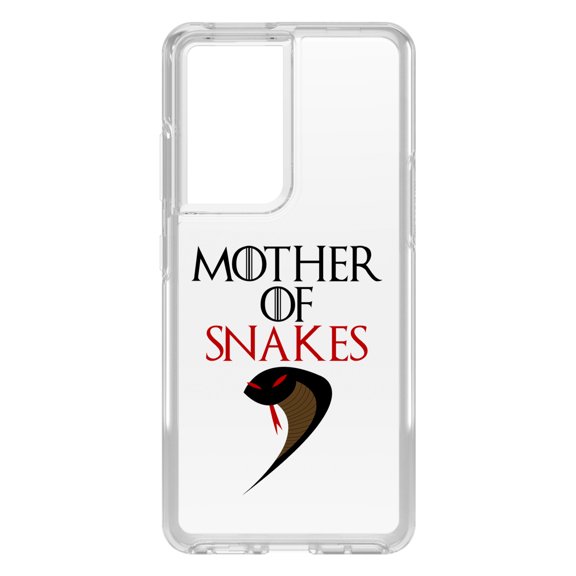 DistinctInk Clear Shockproof Hybrid Case for Galaxy S21 ULTRA 5G (6.8" Screen) - TPU Bumper Acrylic Back Tempered Glass Screen Protector - Mother of Snakes