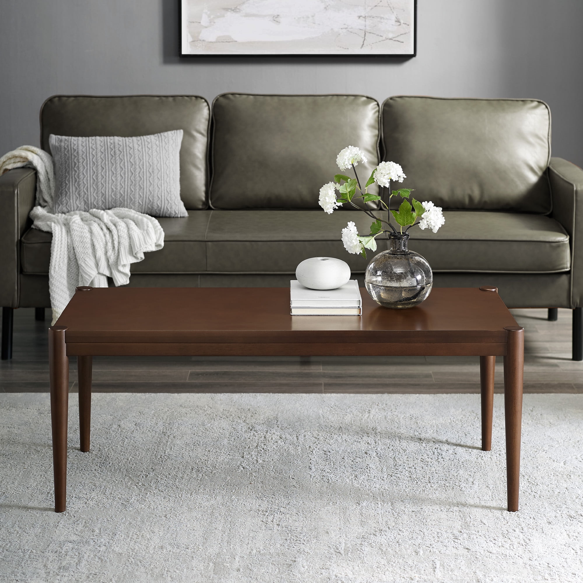 Manor Park Mid Century Tapered Leg Wood Coffee Table, Walnut