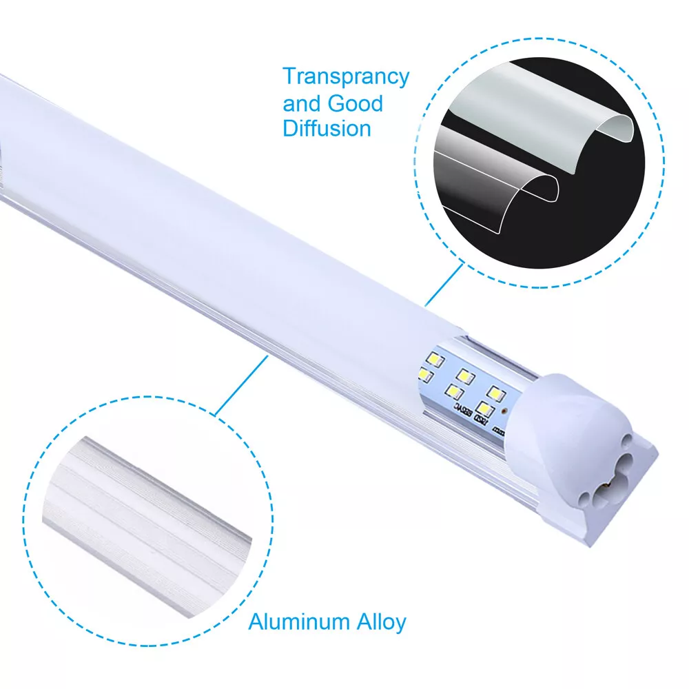 (12-Pack), 8FT LED Shop Light Fixture, Super Bright 100W 6000K Cold White 15000LM, 8 Foot Led Lights, Flat 2 Rows Flat Shape 96" LED Shop Lights,Linkable T8 LED Tube Lights for Garage Warehouse