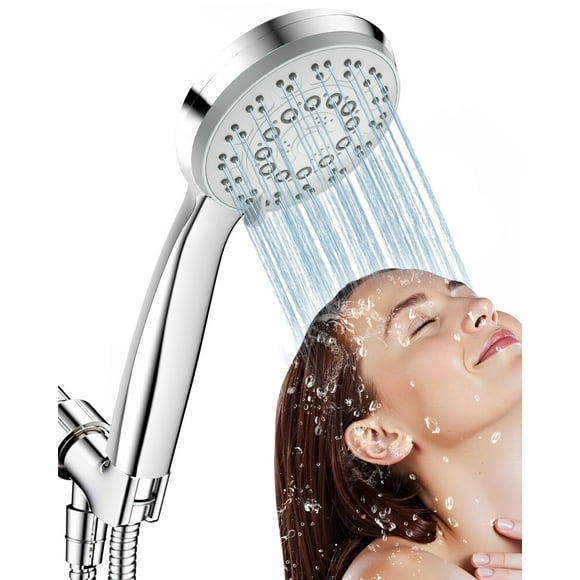 Hodvit Pomme de Douche à Main pour le Bain, 5 Modes de Jet avec Tuyau en Acier Inoxydable de 5 Pi, Chrome
