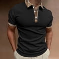 thumbnail image 2 of JTieacloth Classic Collared Shirt with Pocket Summer New Casual Men's Short Sleeved Shirt Solid Color Three Button Men's Shoulder Shirt Black XXL, 2 of 4