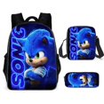 thumbnail image 1 of SONIC Mochila Conjunto De Tres Piezas Bolso De Hombro Estuche De Lápices De Escuela Primaria Estudiante Bolsa Papelería Dibujos Animados Erizo, 1 of 3