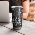 thumbnail image 4 of 20oz Tumblers Black Halloween Letter Bat Pattern Stainless Steel Vacuum Insulated Double Wall Travel Tumbler Cups Mug with Lid and Straw,Cleaning Brush for Cold & Hot Drinks, 4 of 7