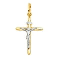 thumbnail image 2 of 14K Two Tone Gold Crucifix Cross Charm Pendant with 1.1mm Wheat Chain Necklace - 18", 2 of 6