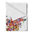 thumbnail image 2 of Floral World Map Soft Flannel Fleece Blanket, Bunch of Flower Petals Essence Fragrance Garden Growth Theme Atlas Image, Cozy Plush for Indoor and Outdoor Use, 70" x 90", Multicolor, by Ambesonne, 2 of 5