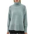 thumbnail image 2 of Sweater for Women Turtleneck Long Sleeve Solid Color Comfy Warm Winter Sweaters Casual Loose Cozy Soft Pullover Tops, 2 of 7
