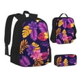 thumbnail image 2 of Naloa Purple Flower Print Large Capacity Backpack Lunch Bag Pencil Case Combination 3 Piece Set for Student, 2 of 8