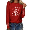 thumbnail image 4 of Qulqfy Christmas Tops for Women Red Xmas Crew Neck Plus Size Long Sleeve Religious Cozy Christian Tops Family Christmas Shirts for Women, 4 of 4